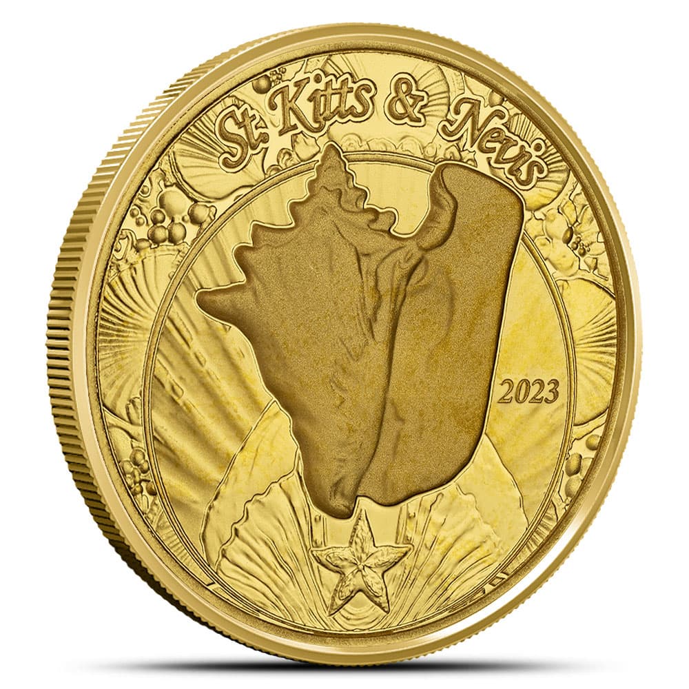 2023 1 oz EC8 Gold St. Kitts and Nevis Conch Shell Coin (Proof-Like)