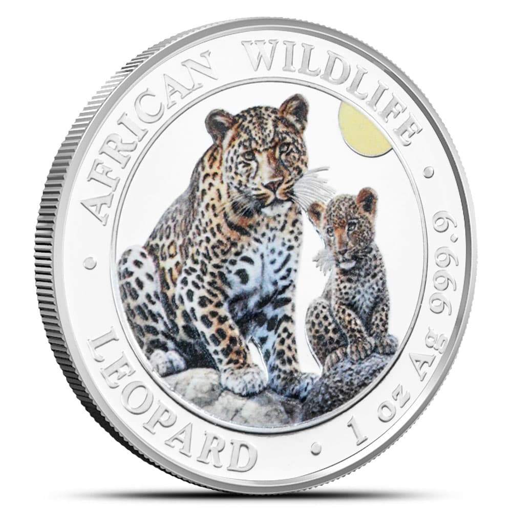 2024 1 oz Colorized Somalia Silver African Wildlife Leopard Coin (BU)