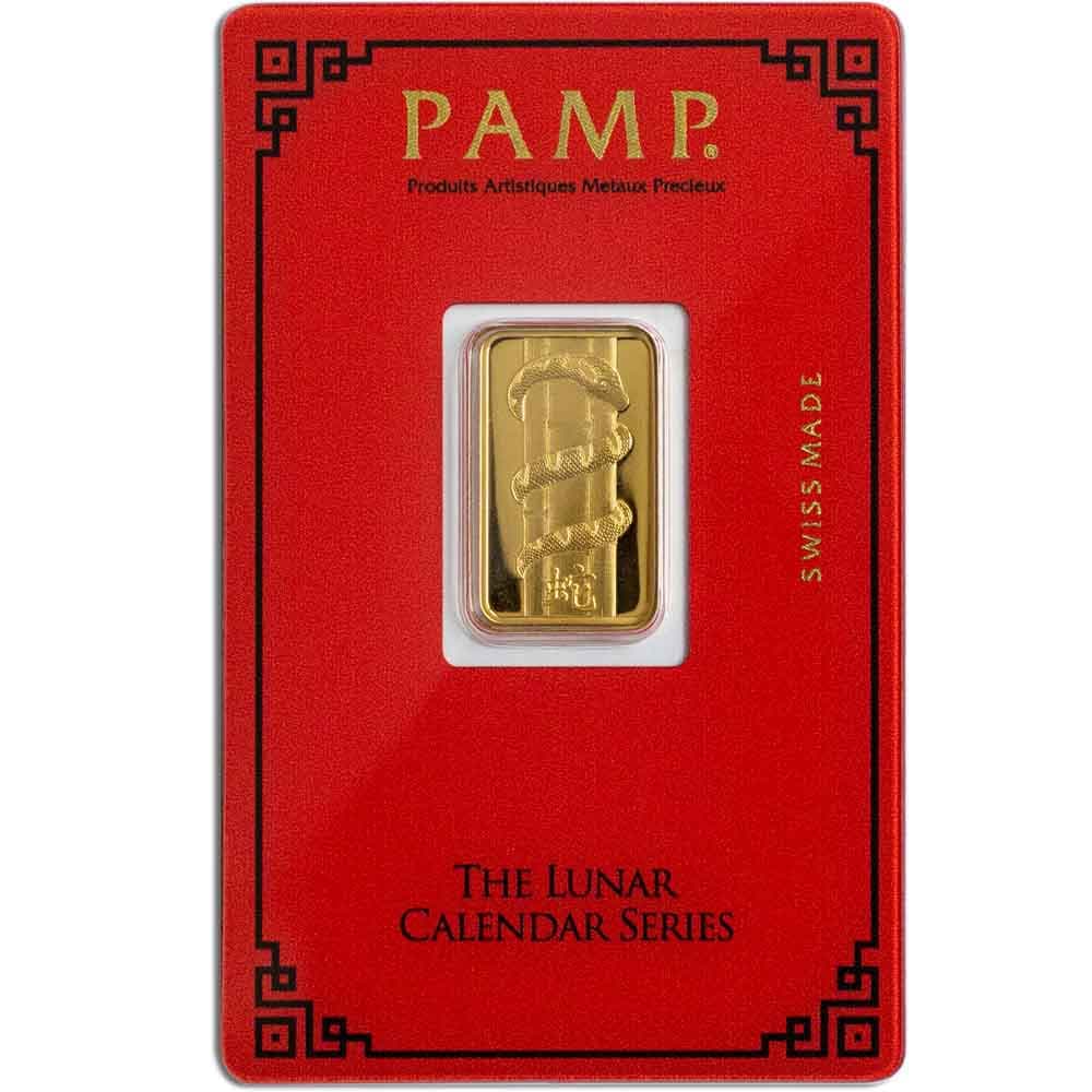 5 Gram PAMP Suisse Lunar Snake Gold Bar (New w/ Assay)