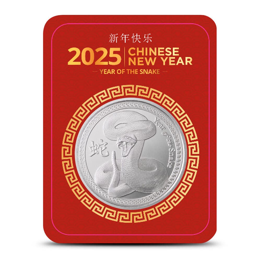 1 oz Lunar Year of the Snake Silver Round (Lunar Series Card)