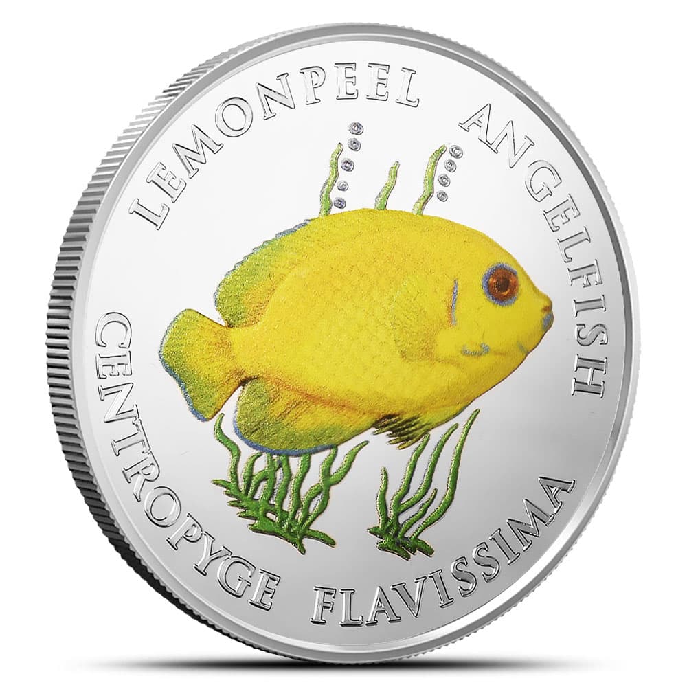 2024 1 oz Colorized Proof Pitcairn Islands Silver Lemonpeel Angelfish Coin (Box + CoA)