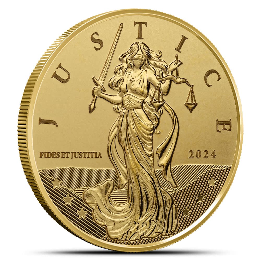 2024 1 oz Proof Gibraltar Gold Lady Justice Coin