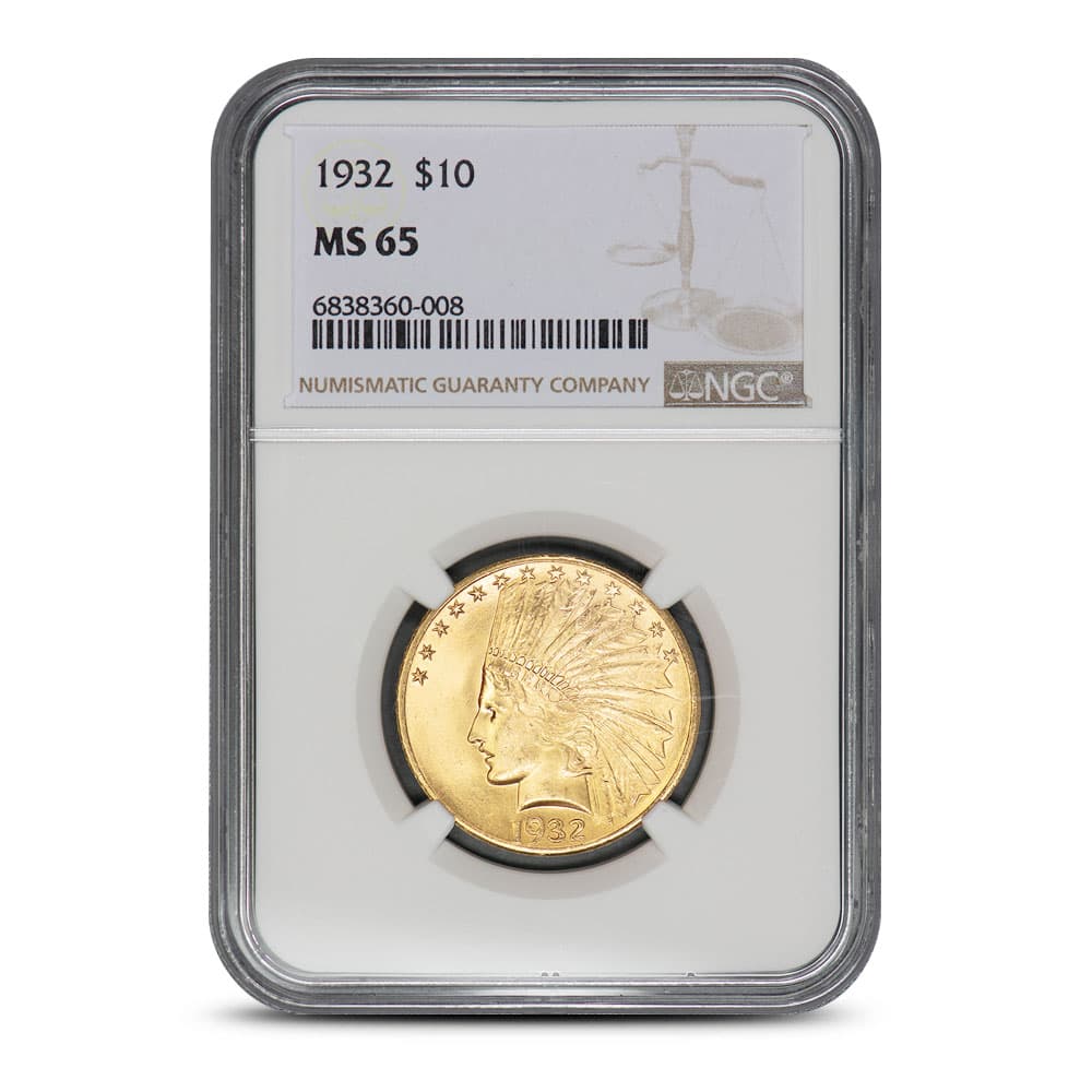 1932 Pre-33 $10 Indian Gold Eagle Coin NGC MS65