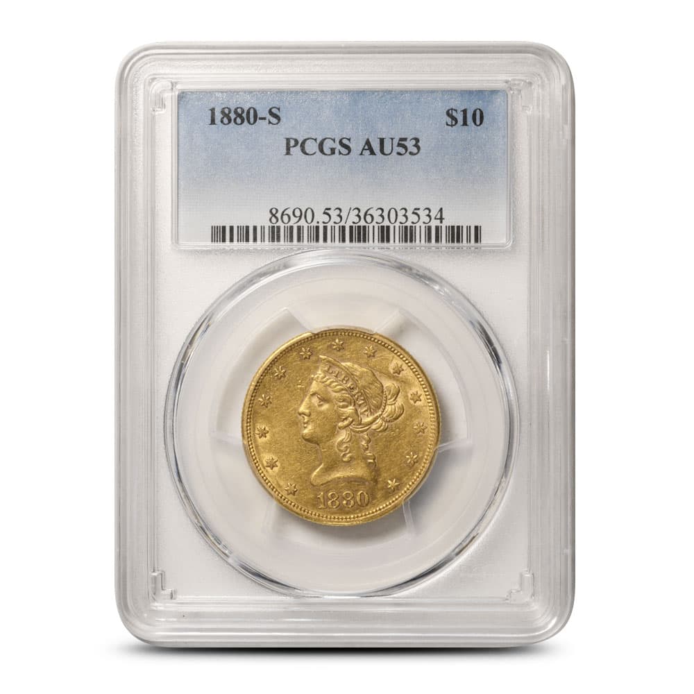 Pre-33 $10 Liberty Gold Eagle Coin (AU53, PCGS or NGC)