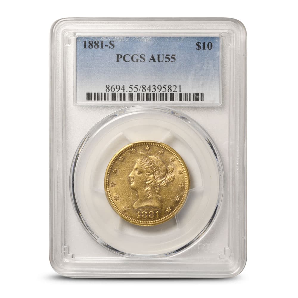 Pre-33 $10 Liberty Gold Eagle Coin (AU55, PCGS or NGC)