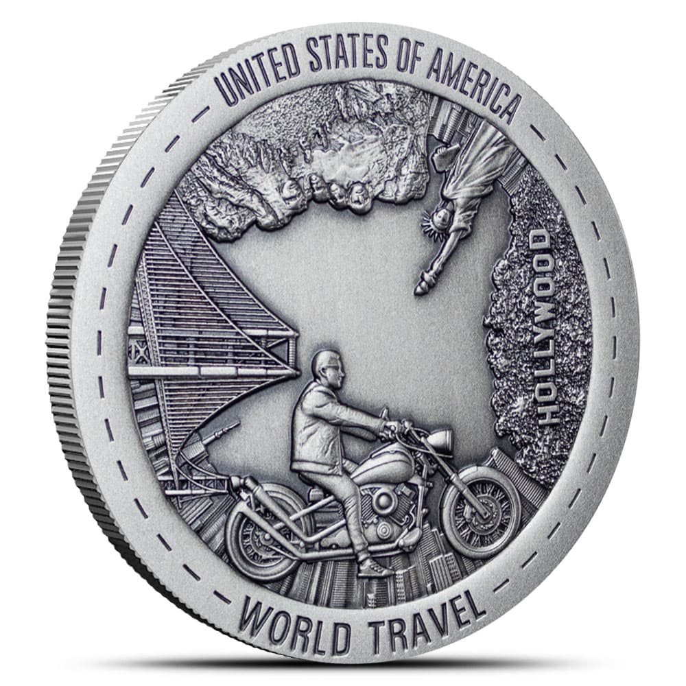 2024 1 oz Antique Niue Silver World Travel United States of America Coin