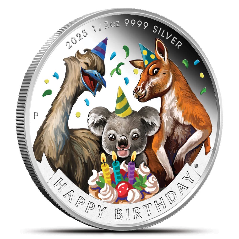 2025 1/2 oz Proof Colorized Australian Happy Birthday Silver Coin (Box + CoA)