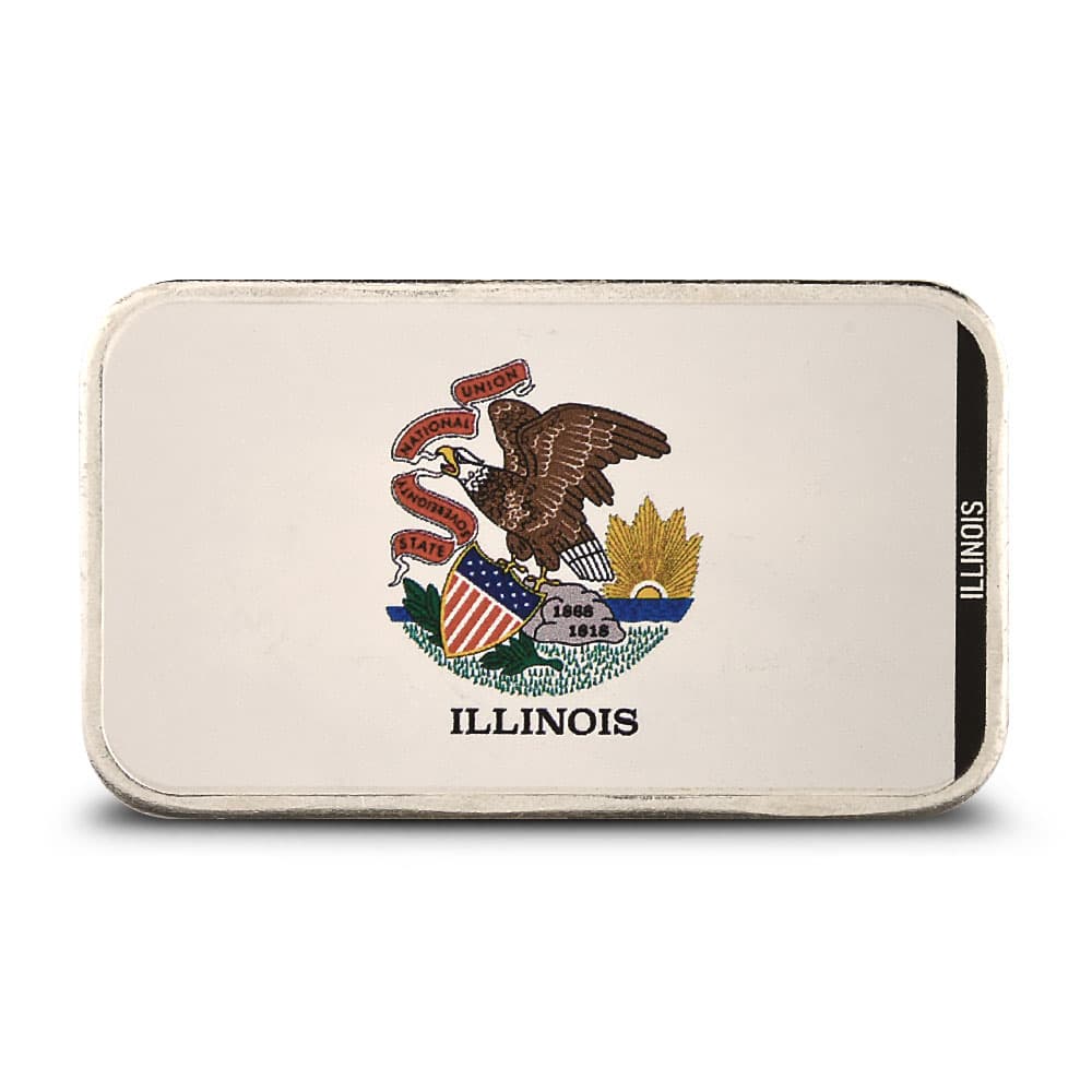 1 oz Colorized Stacking Across America Illinois State Flag Silver Bar (New)