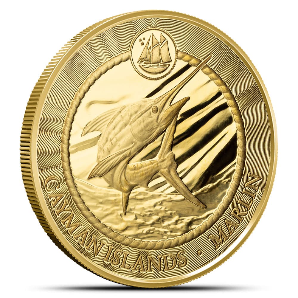 2024 1 oz Cayman Islands Gold Sea Life Marlin Coin (Proof-Like)