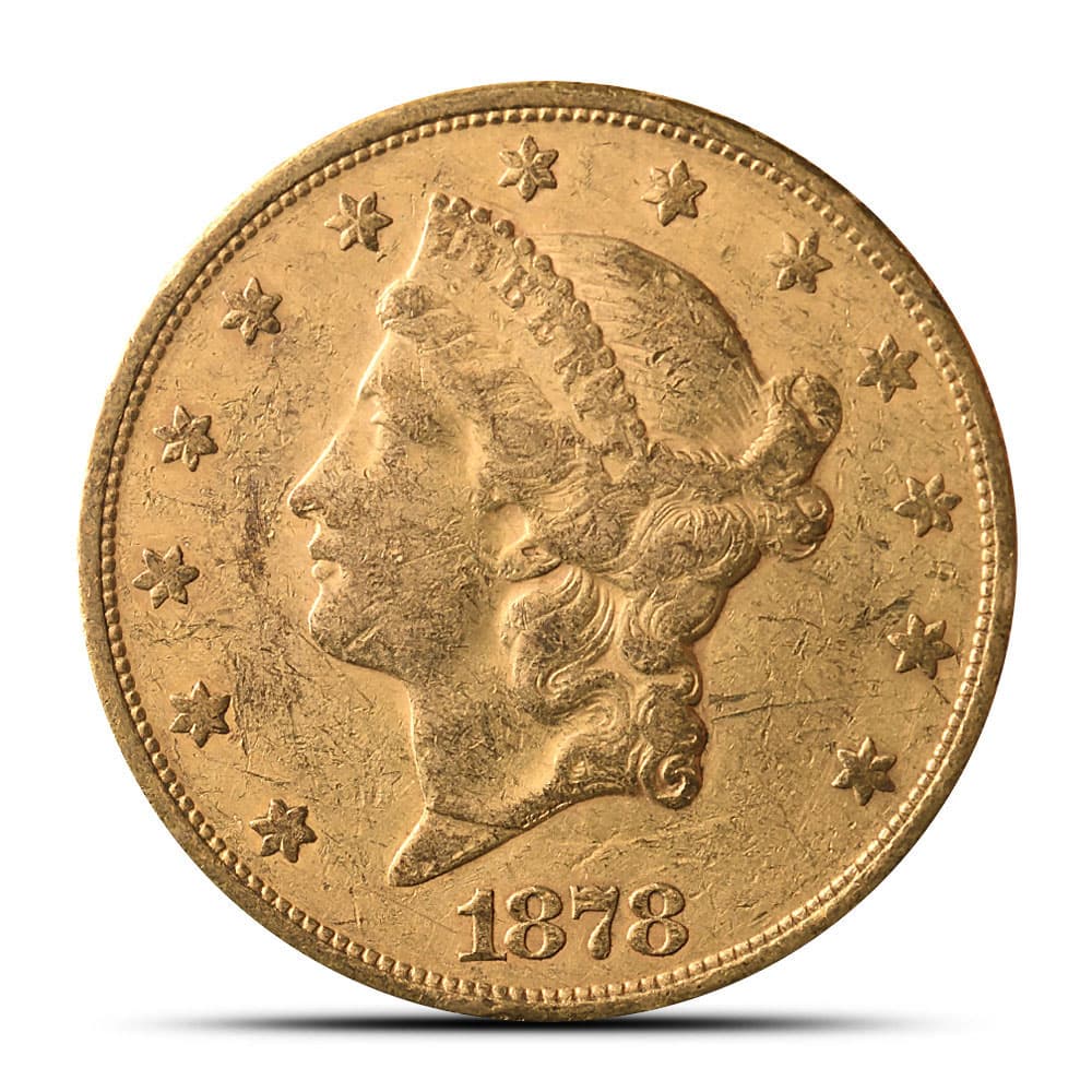 1878-S Pre-33 $20 Liberty Gold Double Eagle Coin (AU)