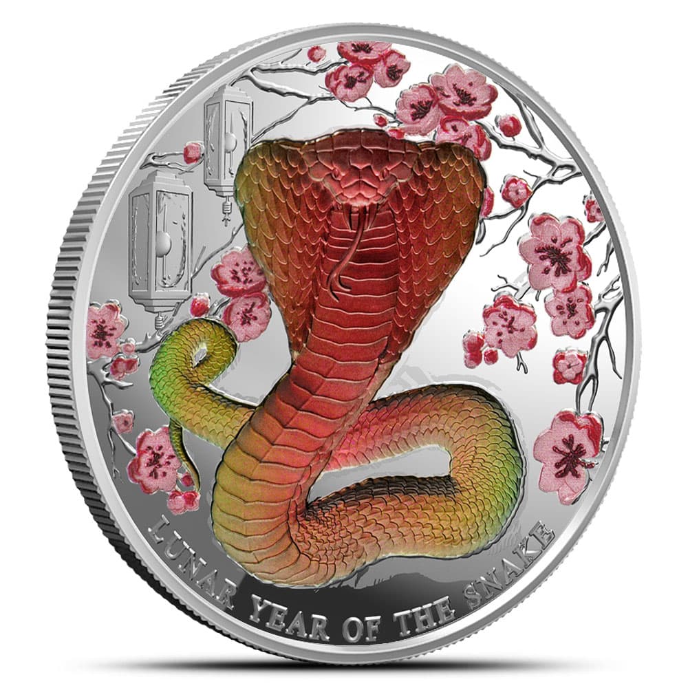 2025 1 oz Proof Colorized Pitcairn Islands Silver Lunar Year of the Snake Coin (Box + CoA)