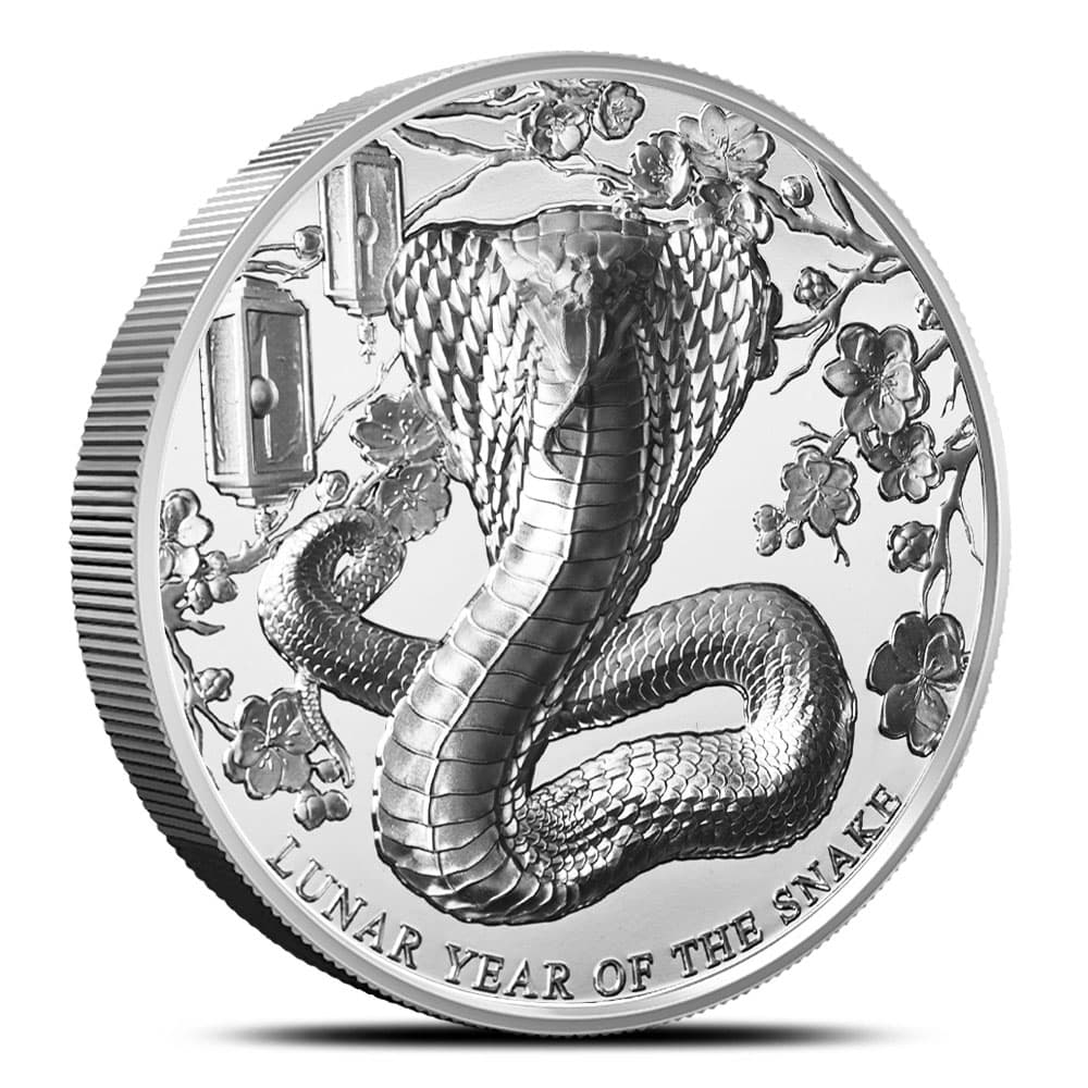 2025 2 oz Pitcairn Island Silver Lunar Year of the Snake Coin (Ultra High Relief, Box + CoA)