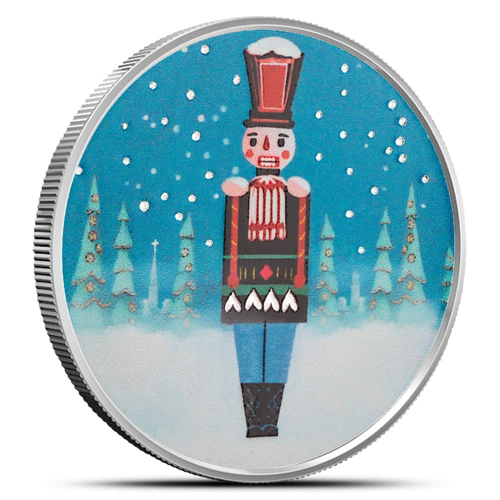 1 oz Colorized Scottsdale Nutcracker Silver Round (New)