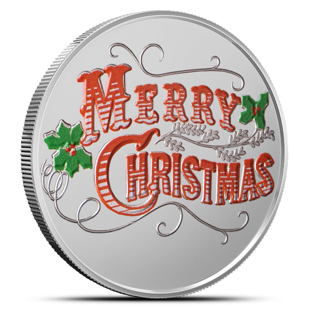 1 oz Colorized Merry Christmas Holly Silver Round (New) - Nov 15, 2024