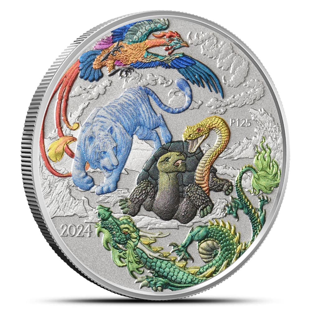 2024 1 oz Colorized Australian Silver Chinese Myths and Legends Lan Four Guardian Coin