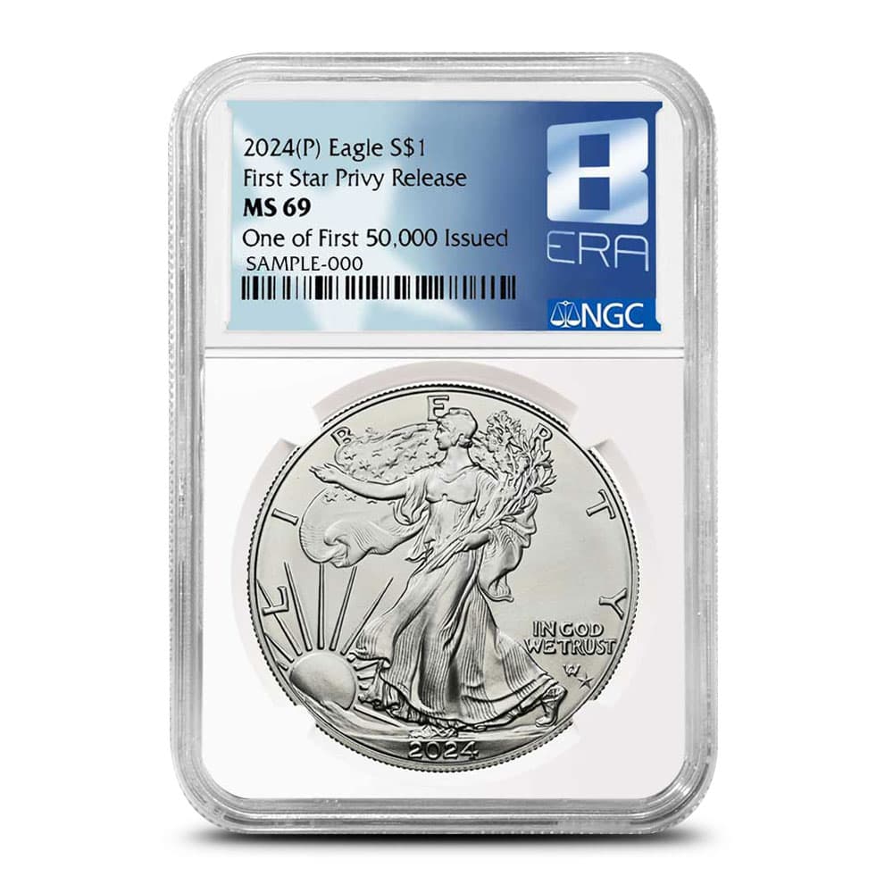 2024 1 oz Star Privy American Silver Eagle Coin NGC MS69 (First 50,000 Issued)