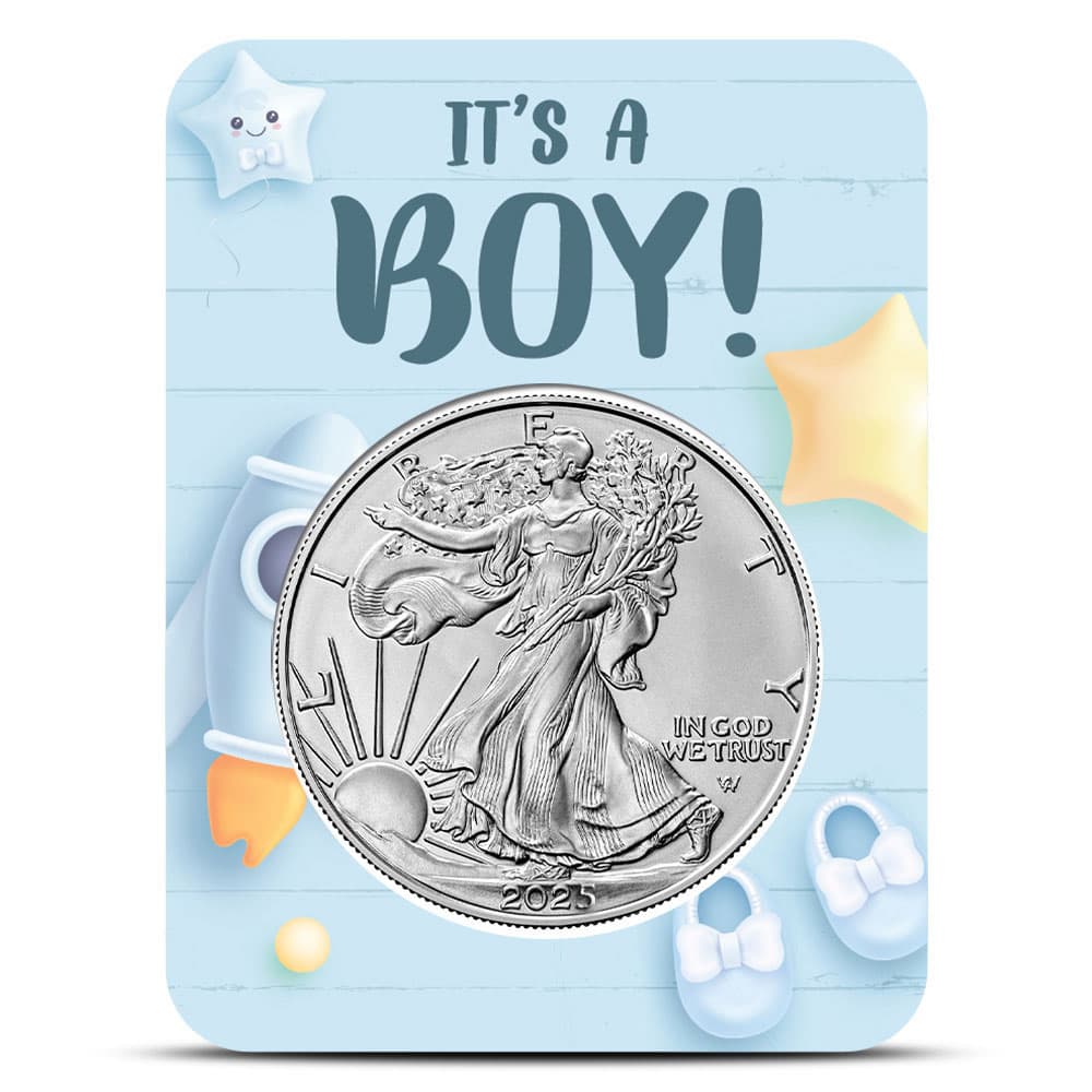 2025 1 oz American Silver Eagle Coin (BU, It’s a Boy Card) - Jan 21, 2025