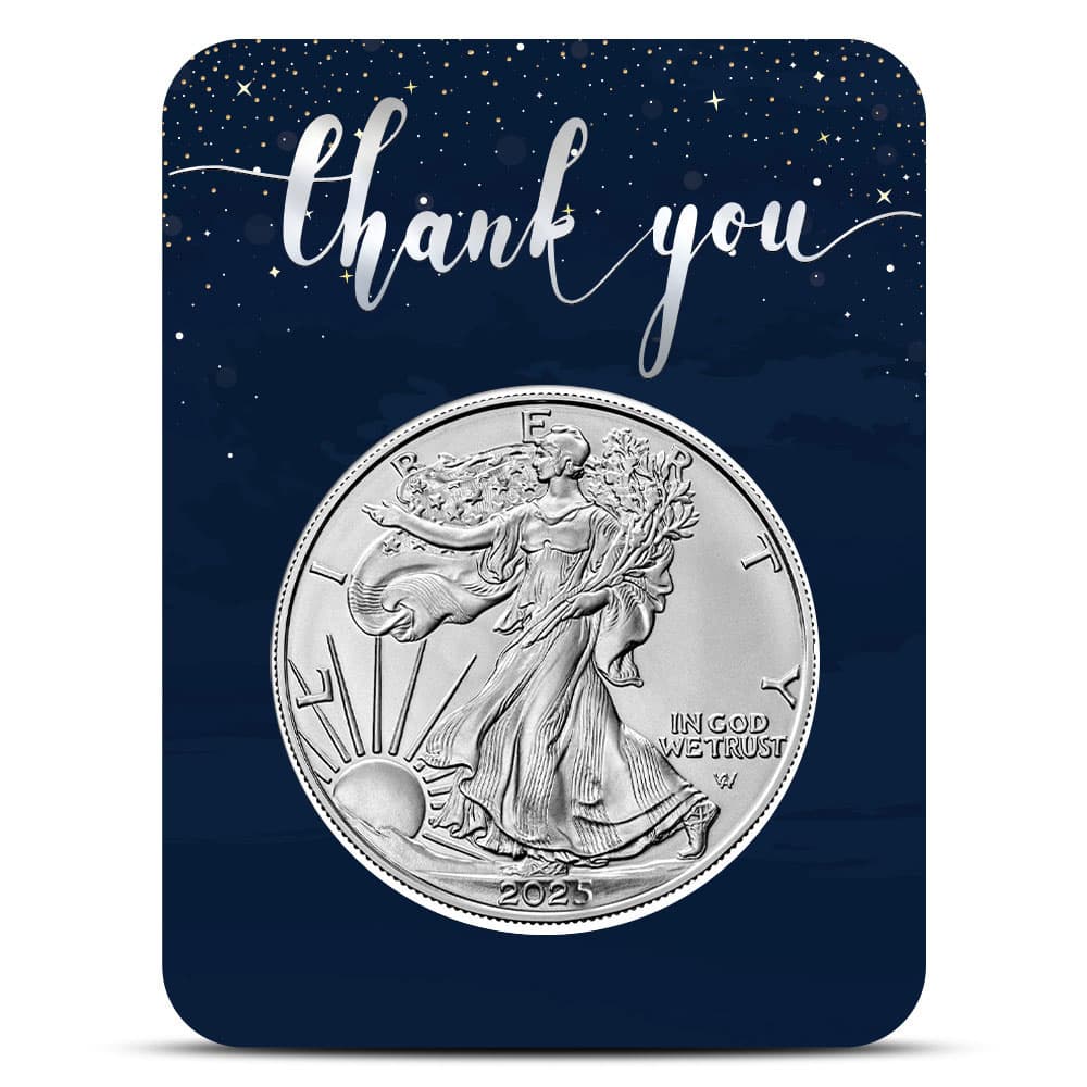 2025 1 oz American Silver Eagle Coin (BU, Thank You Card) - Jan 21, 2025