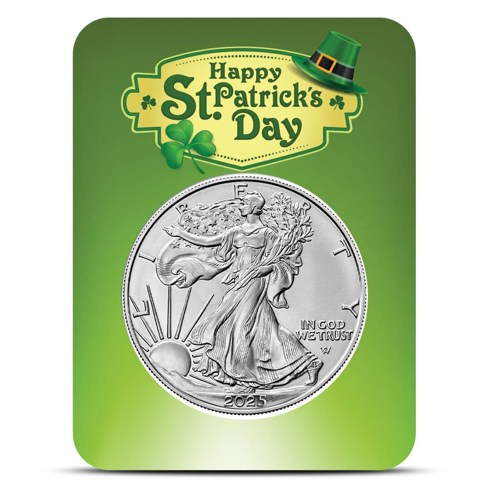 2025 1 oz American Silver Eagle Coin (BU, Happy St. Patrick’s Day Card) - Jan 21, 2025