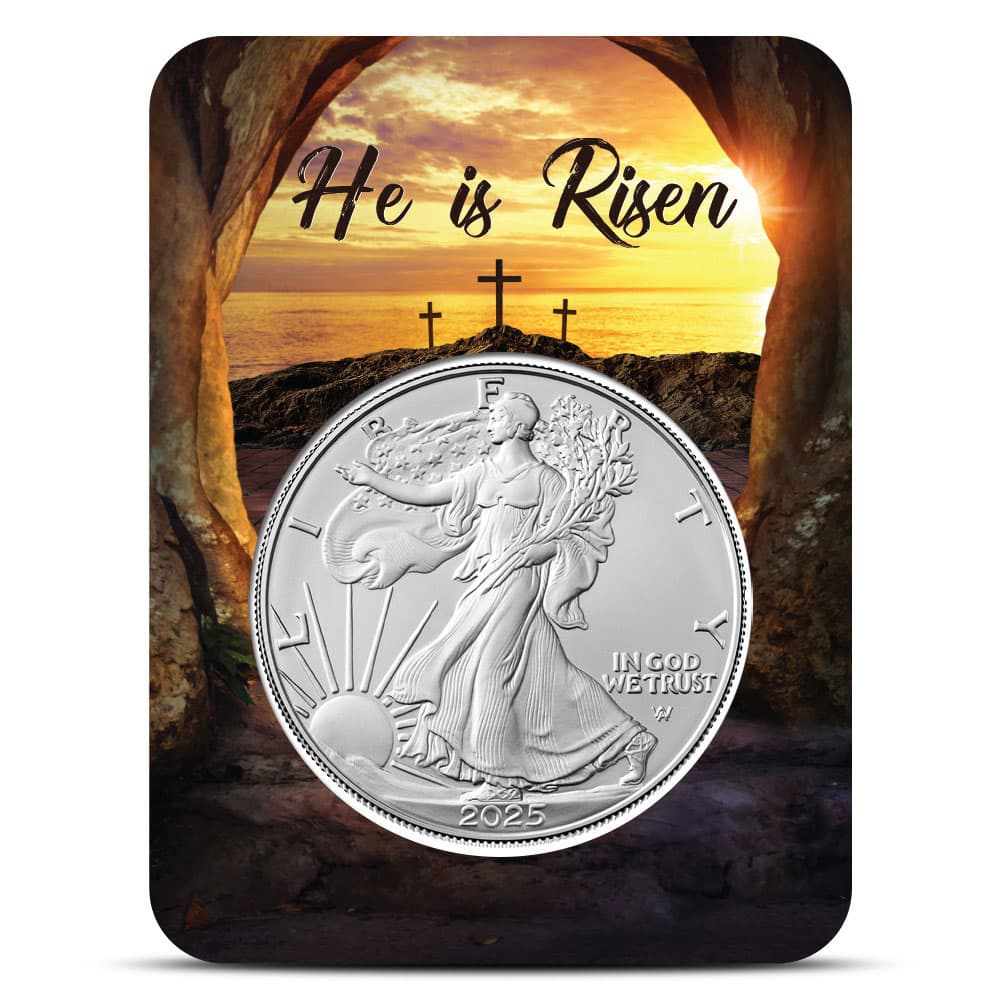 2025 1 oz American Silver Eagle Coin (BU, He is Risen Card) - Jan 21, 2025