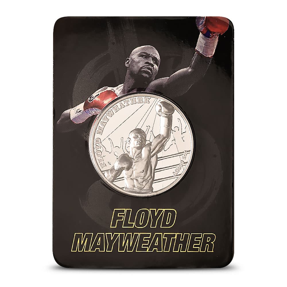 2024 1 oz Samoa Silver Floyd Mayweather Coin (High Relief, Blister Card)