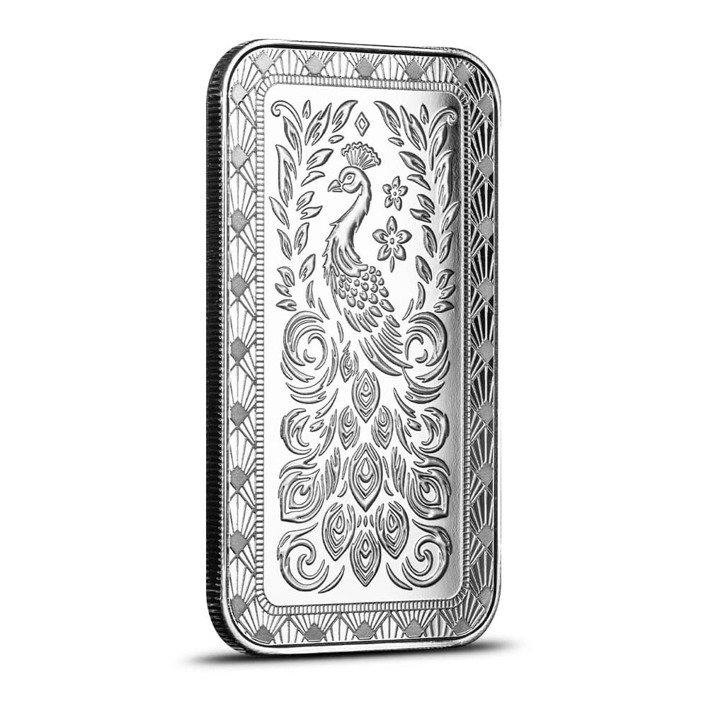 1 oz Scottsdale Mint Marquee Peacock Silver Bar (New)