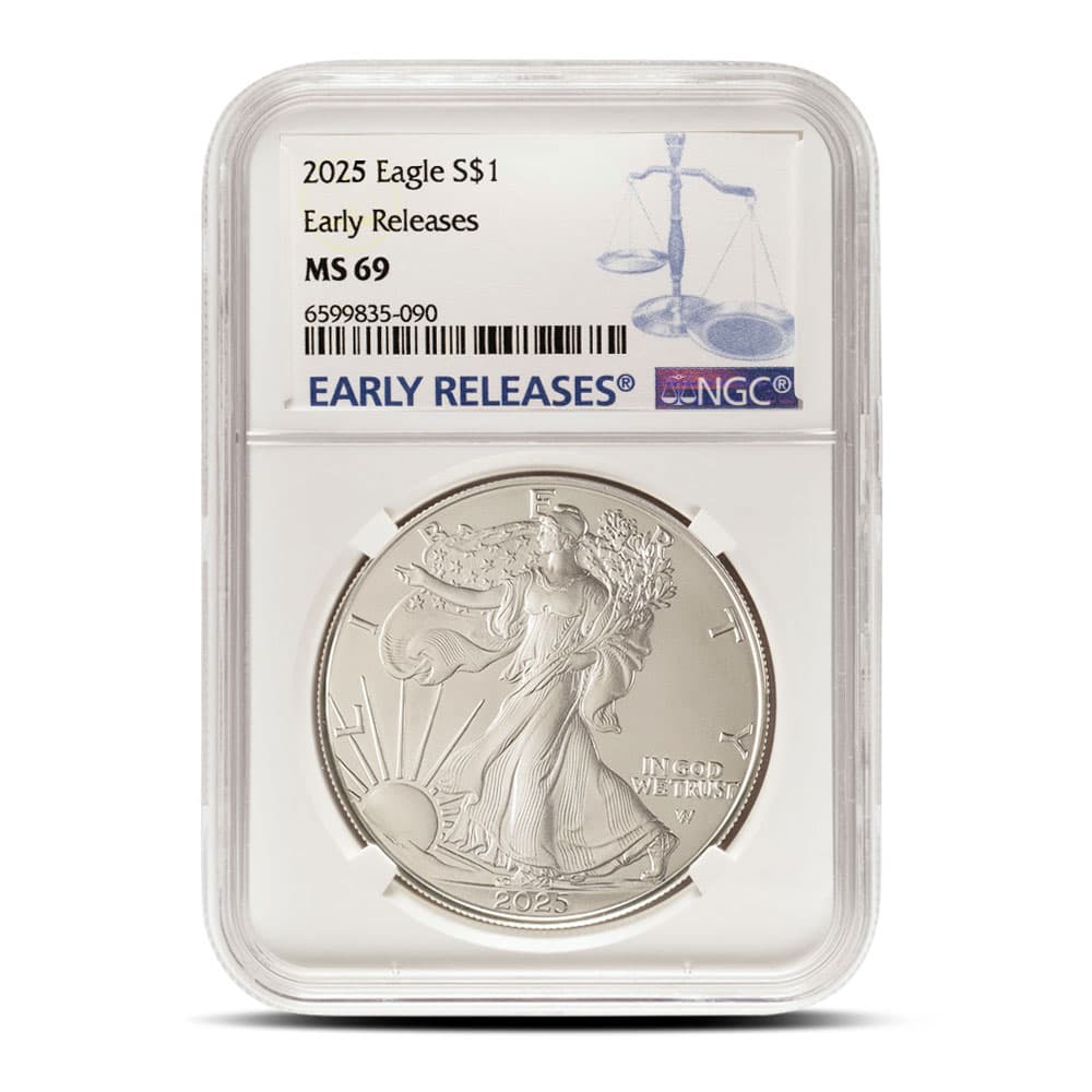 2025 1 oz American Silver Eagle Coin NGC MS69 ER - Jan 24, 2025