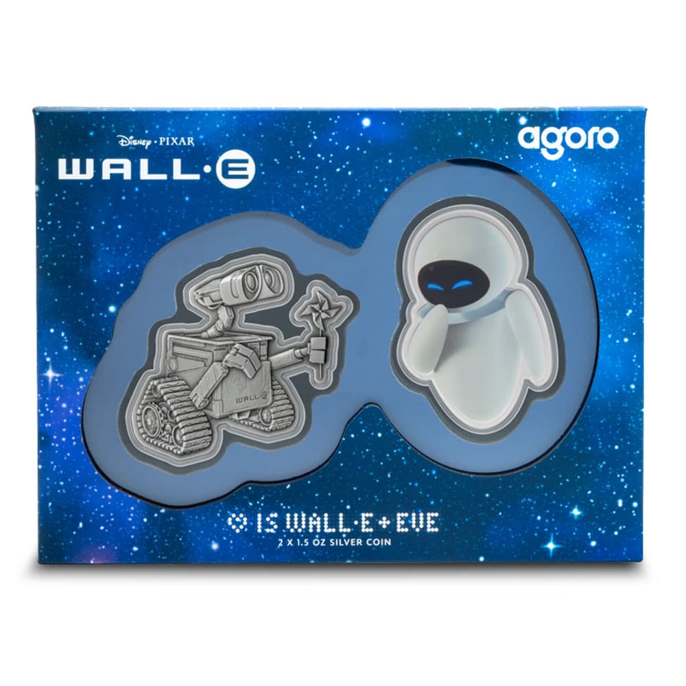 2025 Proof Colorized Niue Silver Disney Love is WALL-E + EVE 2-Coin Set (Box + CoA)