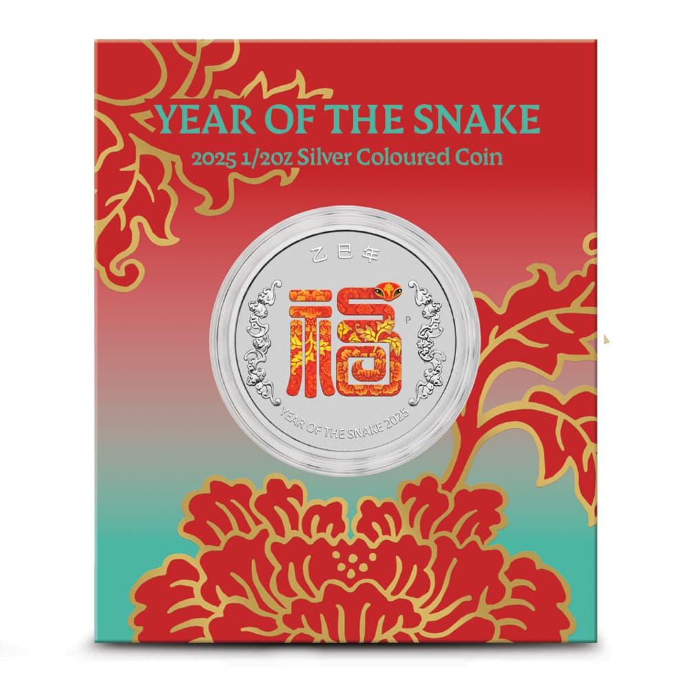 2025 1/2 oz Colorized Australia Silver Year of the Snake “Fu” Prosperity Coin (In Card)