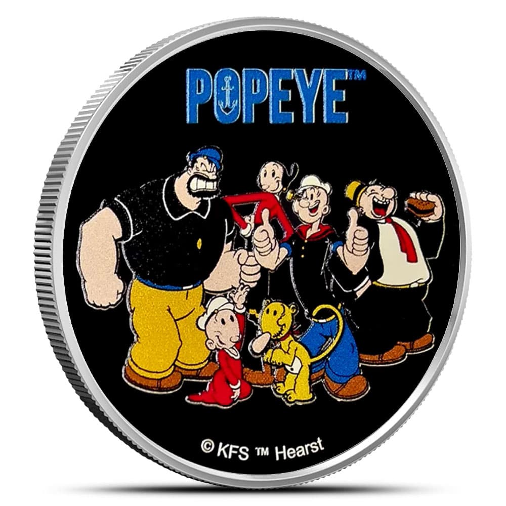 2024 1 oz Colorized Samoa Silver Popeye and the Group Coin (BU)