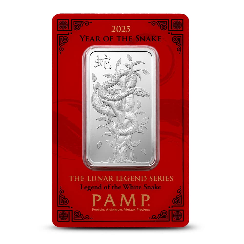 2025 1 oz PAMP Suisse Lunar Legend White Snake Silver Bar (New w/ Assay)