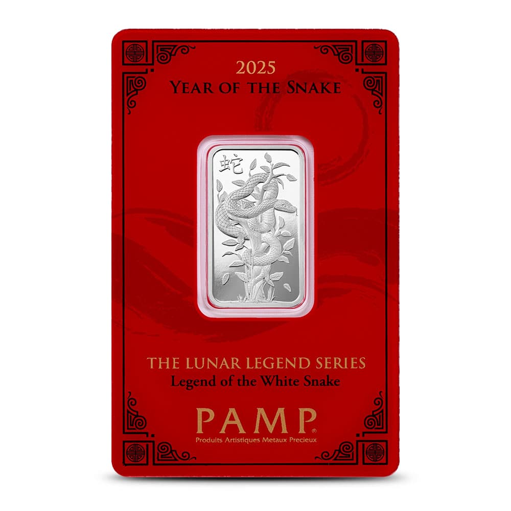 2025 10 Gram PAMP Suisse Lunar Legend White Snake Silver Bar (New w/ Assay)