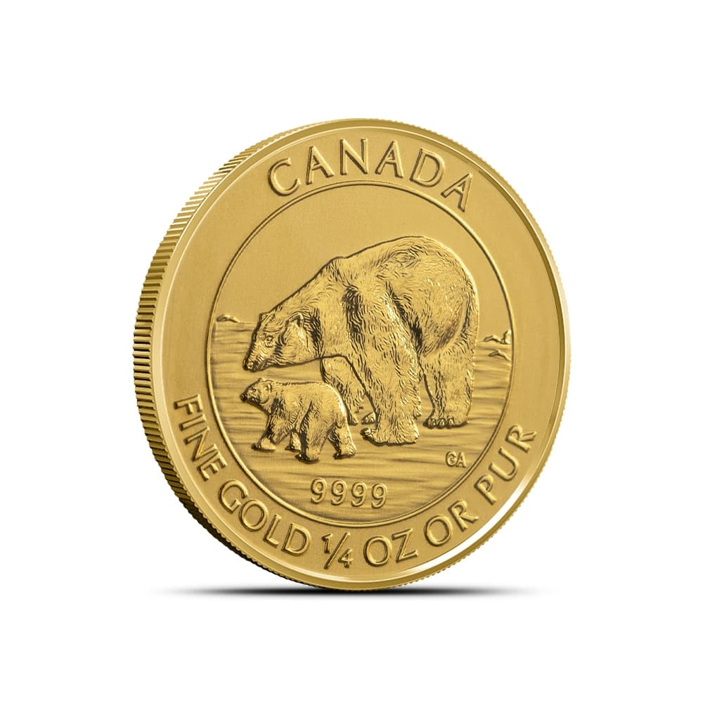 2015 1/4 oz $10 Canadian Gold Polar Bear and Cub Coin