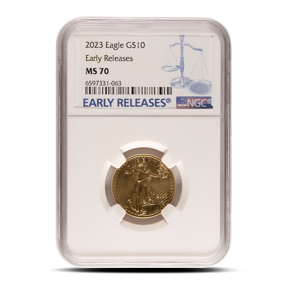 1/4 oz American Gold Eagle MS70 (Random Year, Varied Label, PCGS or NGC)