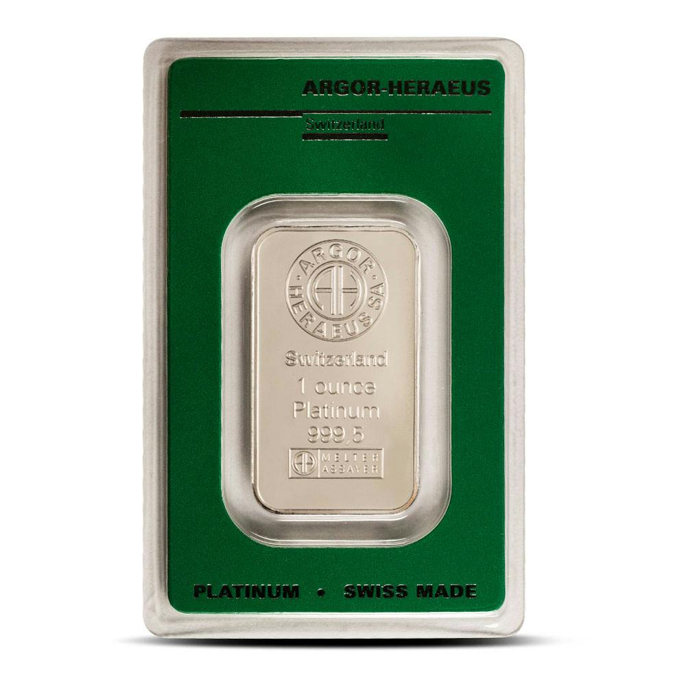 1 oz Argor Heraeus Platinum Bar (New w/ Assay)