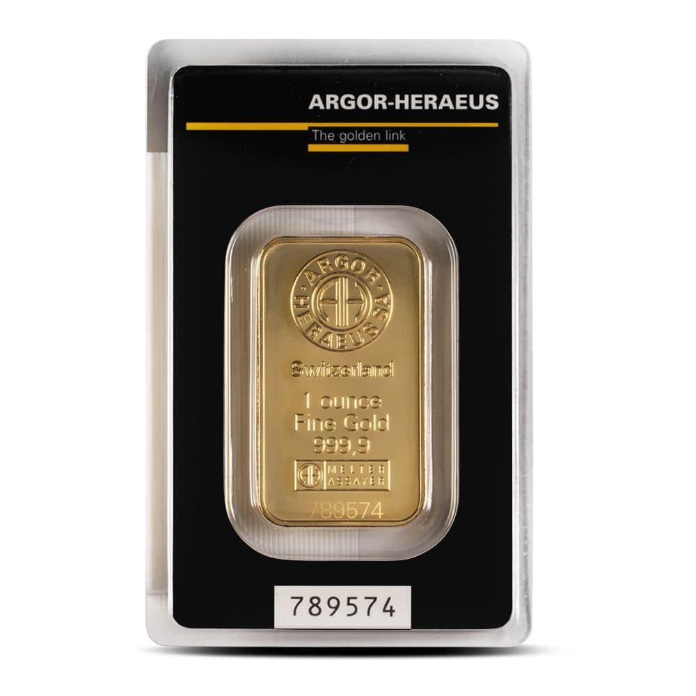 1 oz Argor Heraeus Gold Bar (New w/ Assay)