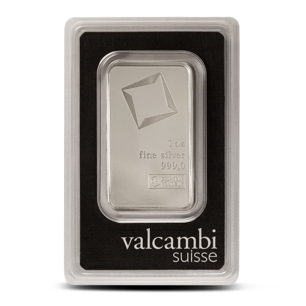 1 oz Valcambi Silver Bar (New w/ Assay)