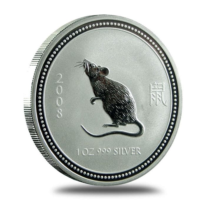 2008 1 oz Australian Silver Lunar Rat Coin (Series I)