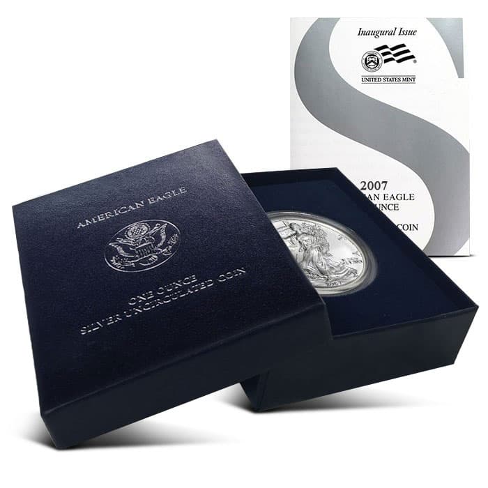 2007-W 1 oz Burnished American Silver Eagle Coin (Box + CoA)