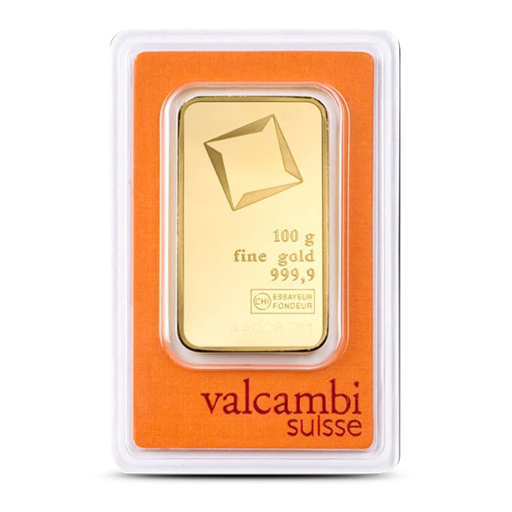 100 Gram Valcambi Gold Bar (New w/Assay)