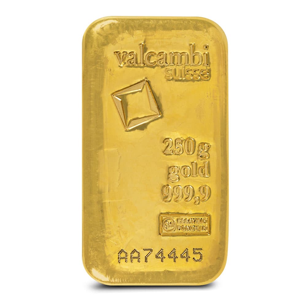 250 Gram Gold Cast Bar New with Assay | Valcambi 6/5/2024