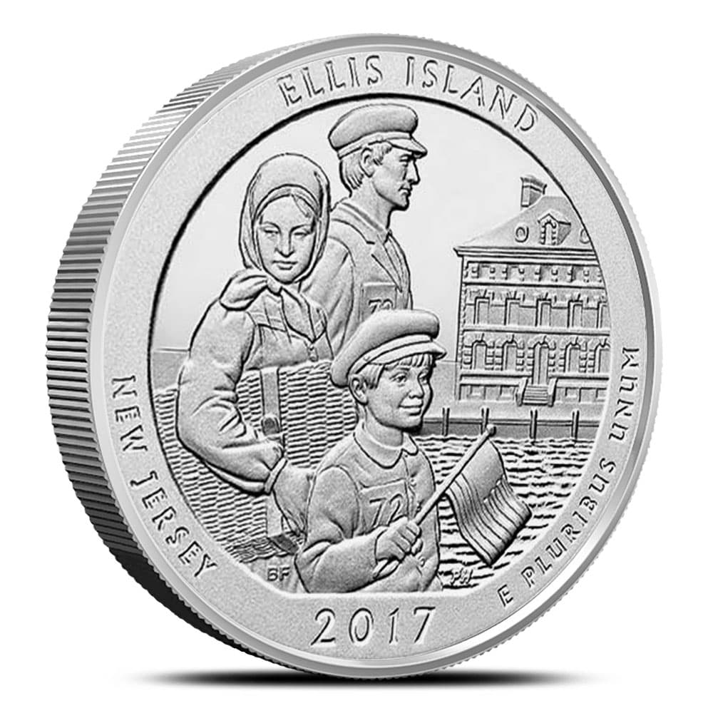 2017 5 oz ATB Ellis Island National Monument Statue of Liberty Silver Coin