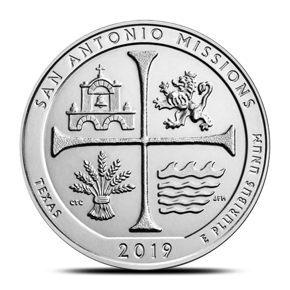 2019 5 oz ATB San Antonio Missions National Historical Park Silver Coin