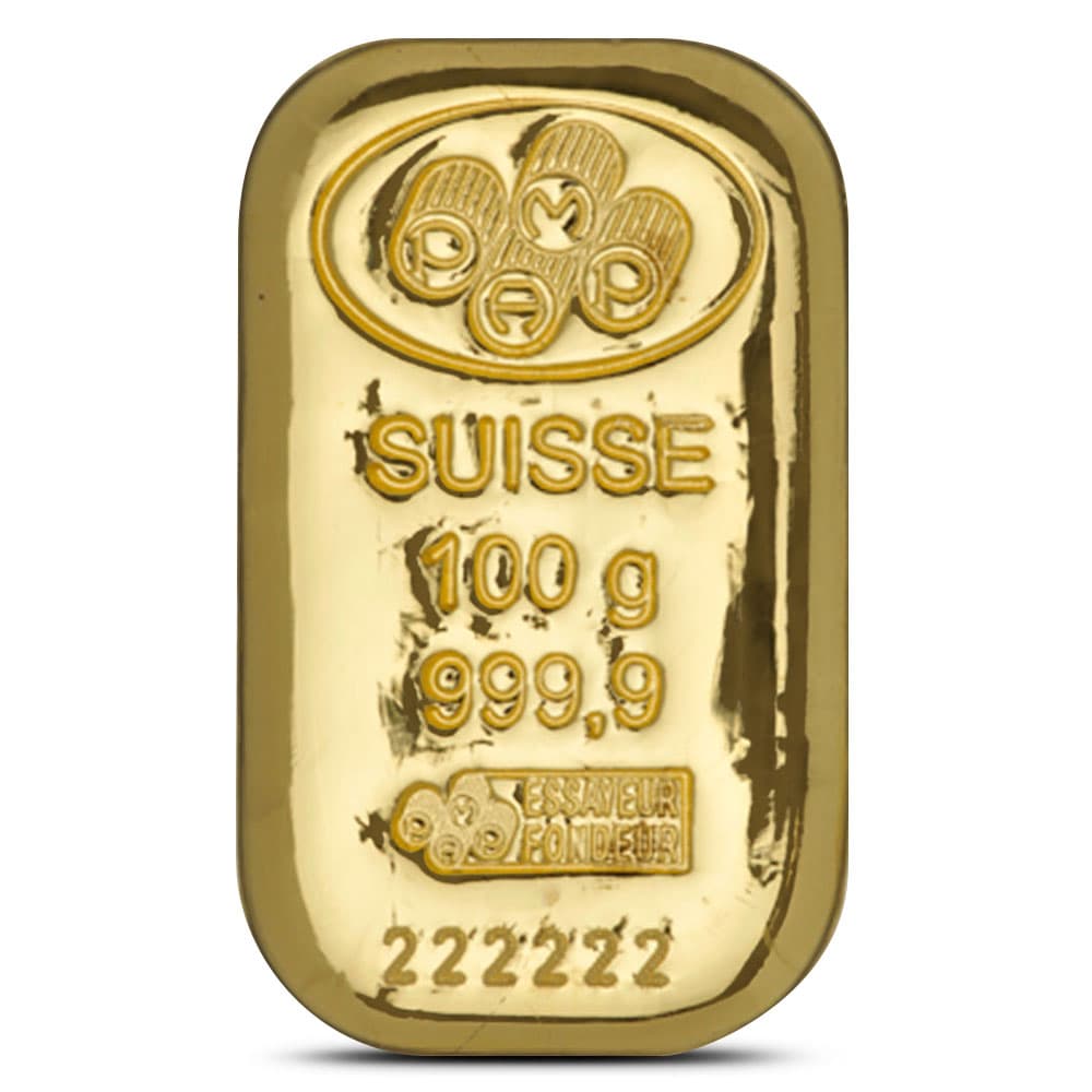 100 Gram PAMP Suisse Cast Gold Bar (New w/Assay)