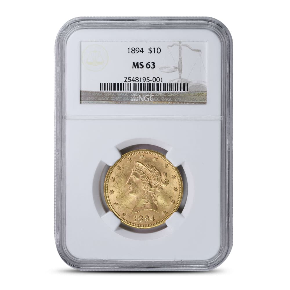 1894 Pre-33 $10 Liberty Gold Eagle Coin MS63 (PCGS or NGC)