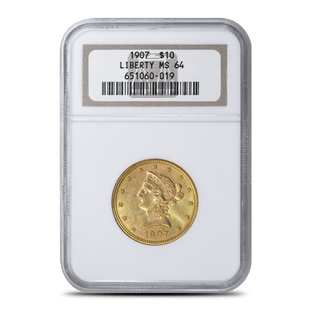 1907 Pre-33 $10 Liberty Gold Eagle Coin MS64 (PCGS or NGC)