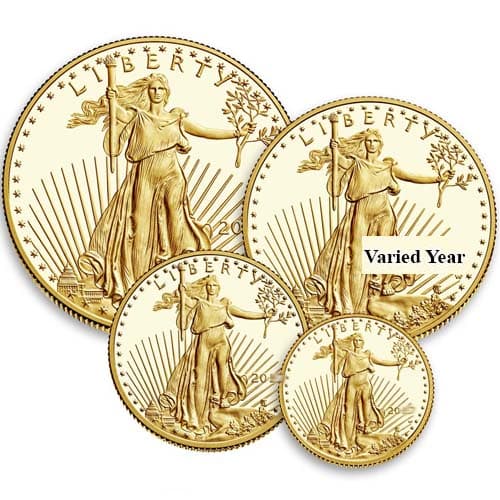 4-Coin Proof American Gold Eagle Set (Random Year, Box + CoA)