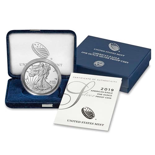 2019-W 1 oz Proof American Silver Eagle Coin (Box + CoA)