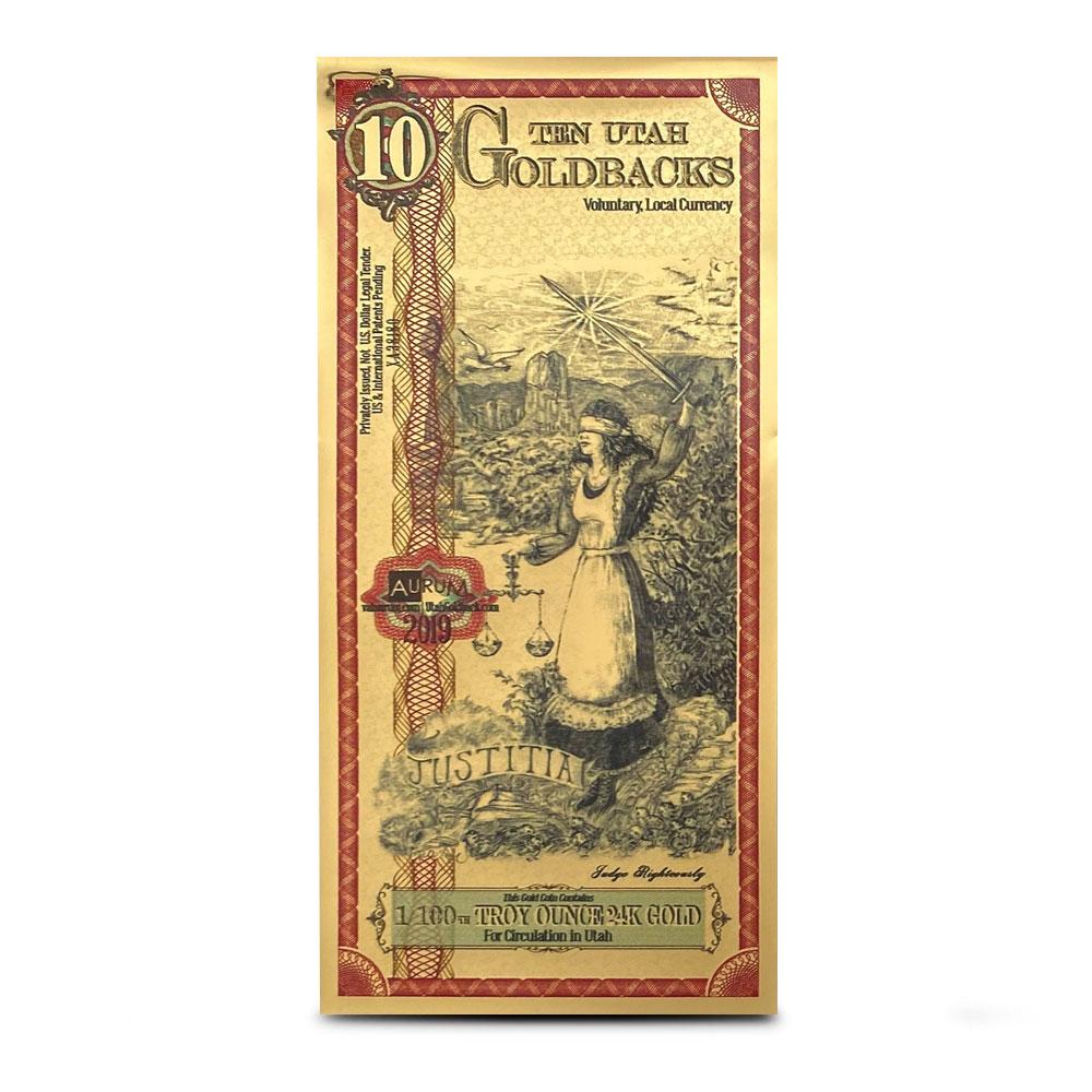 10 Utah Goldback Gold Note (New)