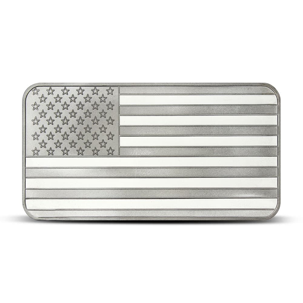 10 oz SilverTowne American Flag Silver Bar (New)